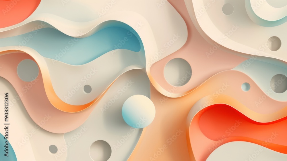 Poster a 3d background with floating abstract shapes and subtle gradients