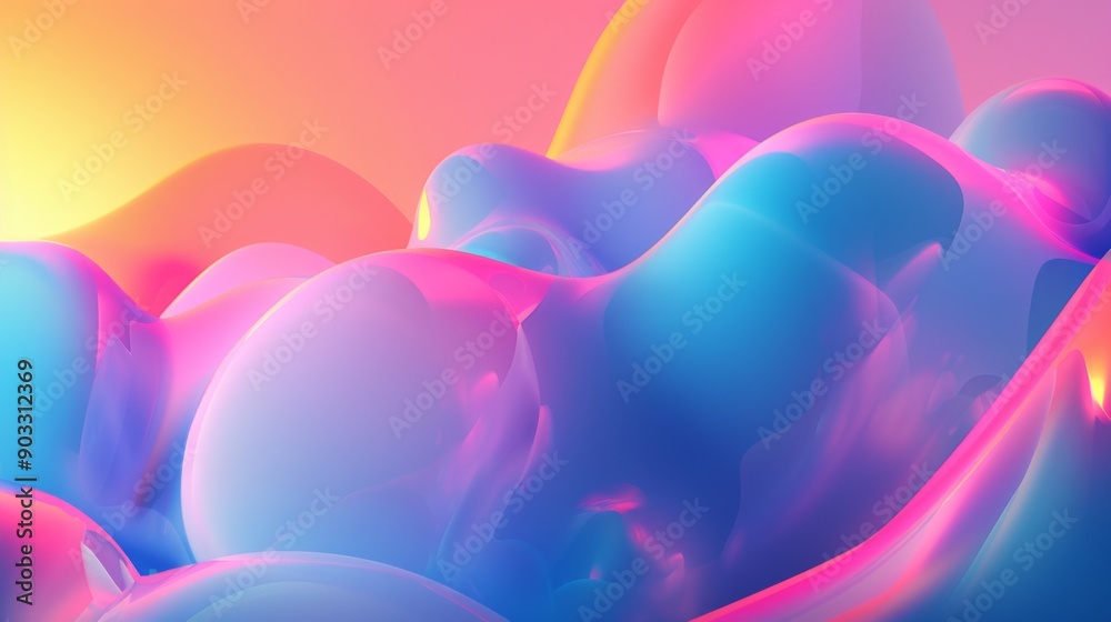 Poster a 3d background with floating abstract shapes and subtle gradients