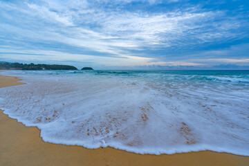 Empty tropical beach and seascape, Beautiful sandy beach and sea in sunny day,Blue sky in good...