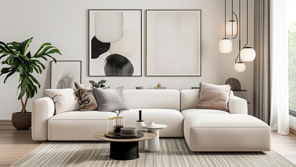 Modern Minimalism: Luxury Sofa in a Stylish Living Room