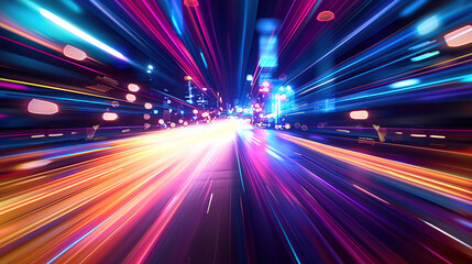 Obraz premium Abstract light speed background with colorful lights