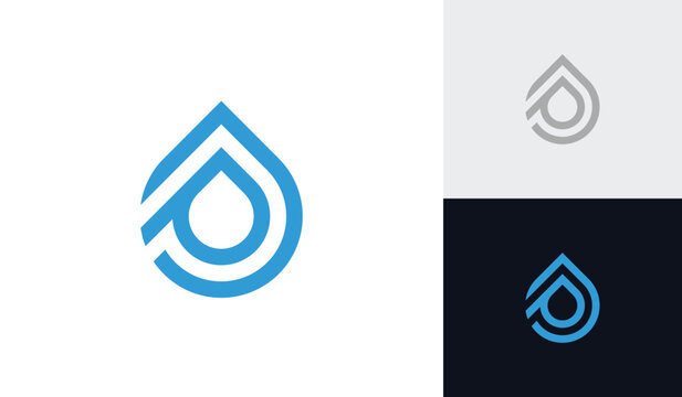 Letter JP water drop initial monogram logo design