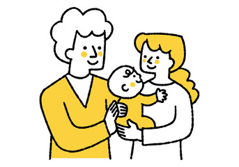 Mother holding baby and father cuddling