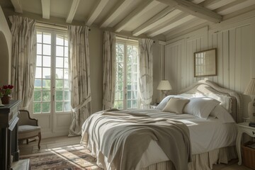 Fototapeta premium French country interior design of modern bedroom