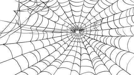 Obraz premium Invisible Weaver: Realistic Cartoon Line Art of a Tangled Web