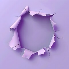 Purple Torn Paper with Hole in the Middle in 3D Style