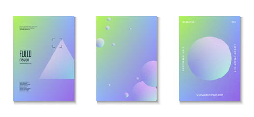 Gradient Design. Grainy 3d Shape. Holographic Poster. Pink Texture Abstract Set. Hologram Banner. Futuristic Trend Illustration. Digital Poster. Violet Gradient Design