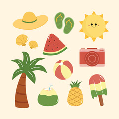 Hand drawn summer element set
