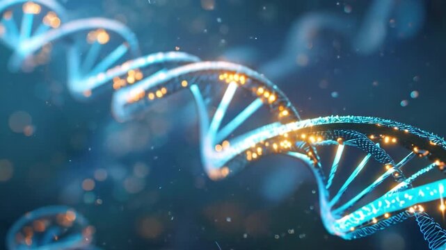 Rotating Double Helix DNA in Blue Space
