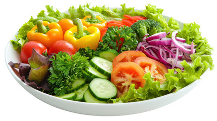 Vegetables in bowl on transparent background