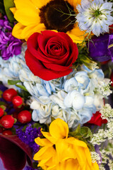 colorful bouquet of different flowers 