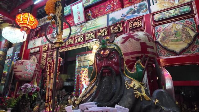 Guan Yu culture ancient history religion statue asia chinses new year snack 2024 2025 god guan yu traditional china buddhism antique shrine guardian thailand legend hero pray soldier faith sword honor