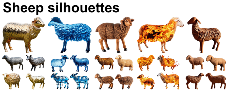 sheep silhouette goat collection astrology set group