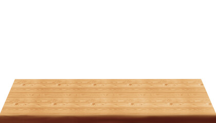 Illustration of wooden countertop, tabletop, isolated on transparent background, PNG, frame, border, wood, board, product display,