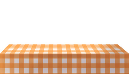 illustration of a Checkered table cloth on a table on a transparent background, gingham tablecloth, tabletop,  picnic cloth, countertop, counter, kitchen counter, dining table, plaid cloth, isolated