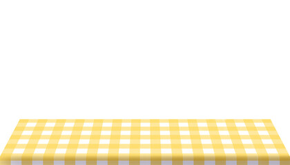illustration of a Checkered table cloth on a table on a transparent background, gingham tablecloth, tabletop,  picnic cloth, countertop, counter, kitchen counter, dining table, plaid cloth, isolated