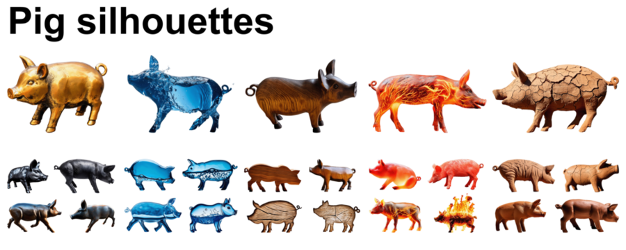 pig silhouette hog collection astrology set group