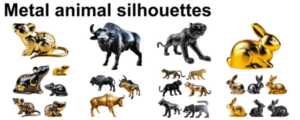 metal animal silhouette golden collection astrology set