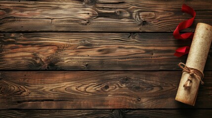 Mockup of certificate and degree on a wooden background