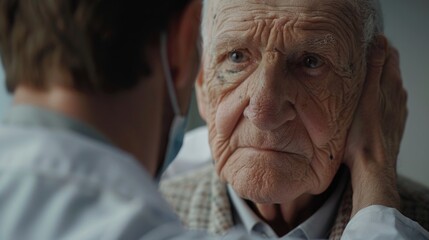 A elderly gentleman with a medical professional's tool, ideal for healthcare and medicine-themed projects