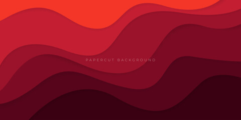 red wavy papercut style design background suitable for wallpaper,banner background