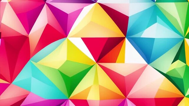 Abstract rainbow background consisting of colored triangles, motion