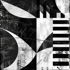 Monochrome abstract design with black and white patterns and textures