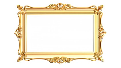 Simple golden rectangular frame with a white background