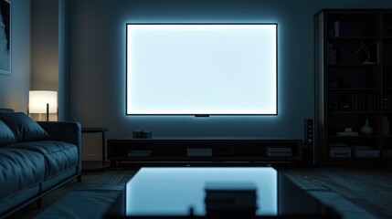 Modern Living Room with a Large Screen TV