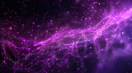 Fototapeta premium Abstract Purple Network with Glowing Particles and Bokeh