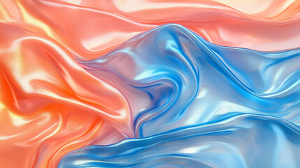 Obraz premium pastel pink and blue iridescent texture featuring soft, pearlescent hues, creating a calming and ethereal atmosphere. Perfect for conveying serenity and subtle elegance