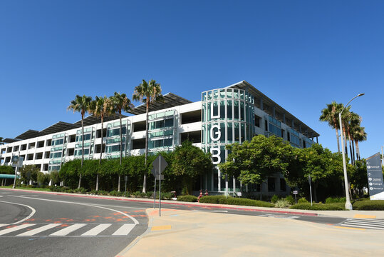 LONG BEACH, CALIFORNIA - 28 JULY 2024: Long Beach Airport code LGB on Parking Structure B.