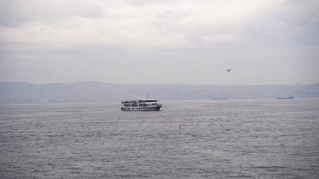 Passenger ferry in Izmir Gulf 4K