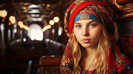 Fototapeta premium portrait of a woman in a restaurant