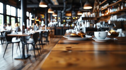 Illustrate the contrast between a modern, sleek cafe and an old, rustic one