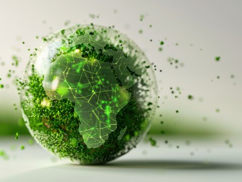Digital Green Earth with Network Connections Representing Sustainable Technology and Global Connectivity - Powered by Adobe