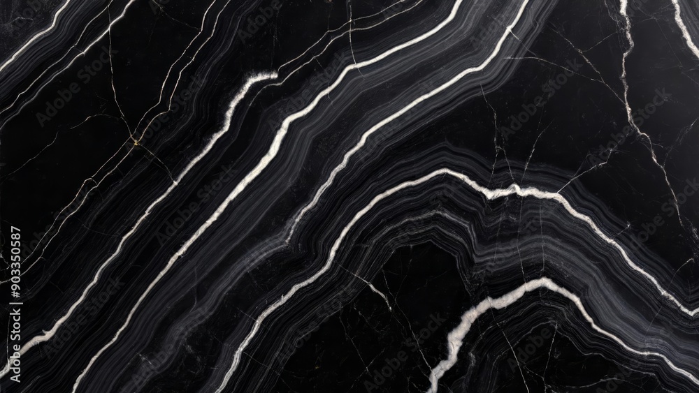 Wall mural  Elegant marble texture with striking black and white lines