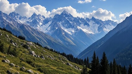 Fototapeta premium Majestic mountain landscape under a clear sky