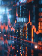 A detailed view of financial data and trends on a stock market chart, ideal for use in business or finance related contexts