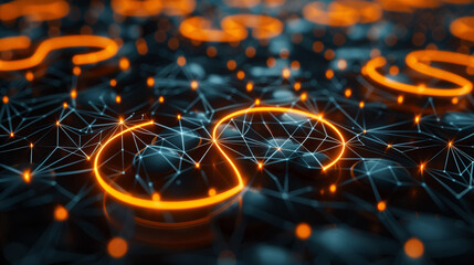 digital background with neural network patterns, glowing circuits, and futuristic tech elements. Ideal for tech processes, AI, and innovation themes