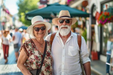 Naklejka premium happy senior couple having fun