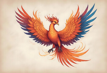 Obraz premium A phoenix bird digital art, a phoenix bird illustration