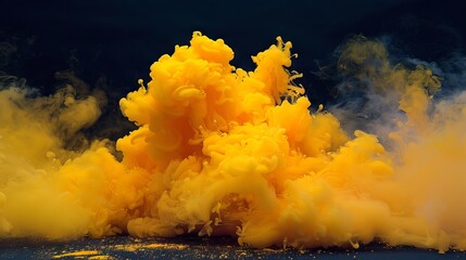 A yellow smoke explosion. Beautiful abstract background