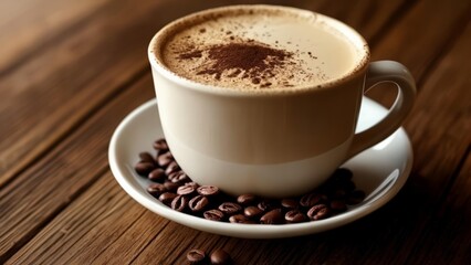 Naklejka premium Warm up with a cup of coffee and a cozy atmosphere