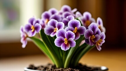  Vibrant purple flowers in a pot bringing life to the scene