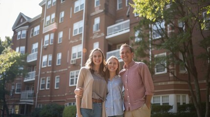 Capturing Memories: Student and Parents' Emotional Final Family Photo at College Dorm
