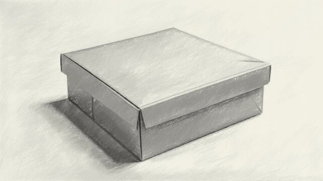 drawing black and white of paper box