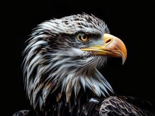 Fototapeta premium A close-up shot of a bird of prey on a black background