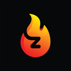 Fire icon logo with letter z combination shapes