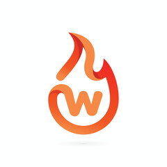 W fire letter logo design